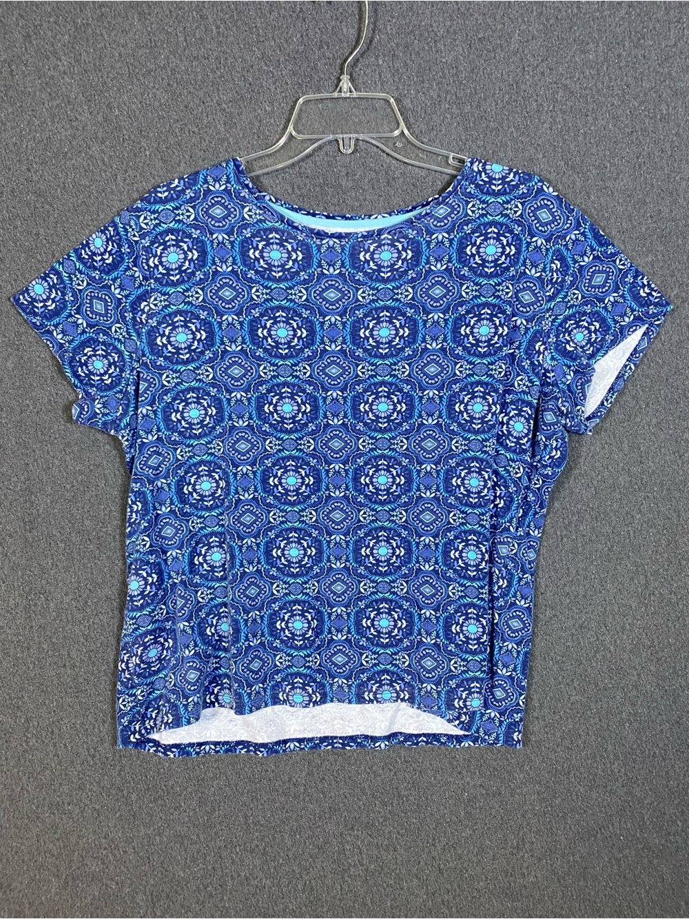 Women’s Blue Patterned Short Sleeve Top